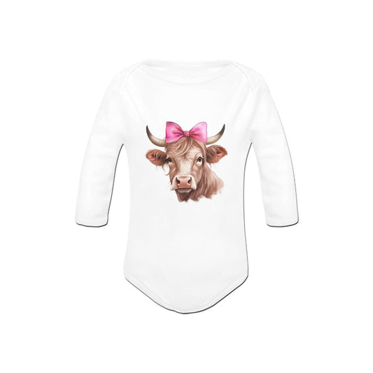 Pink Cow Little Bitty Long Sleeve Bodysuit