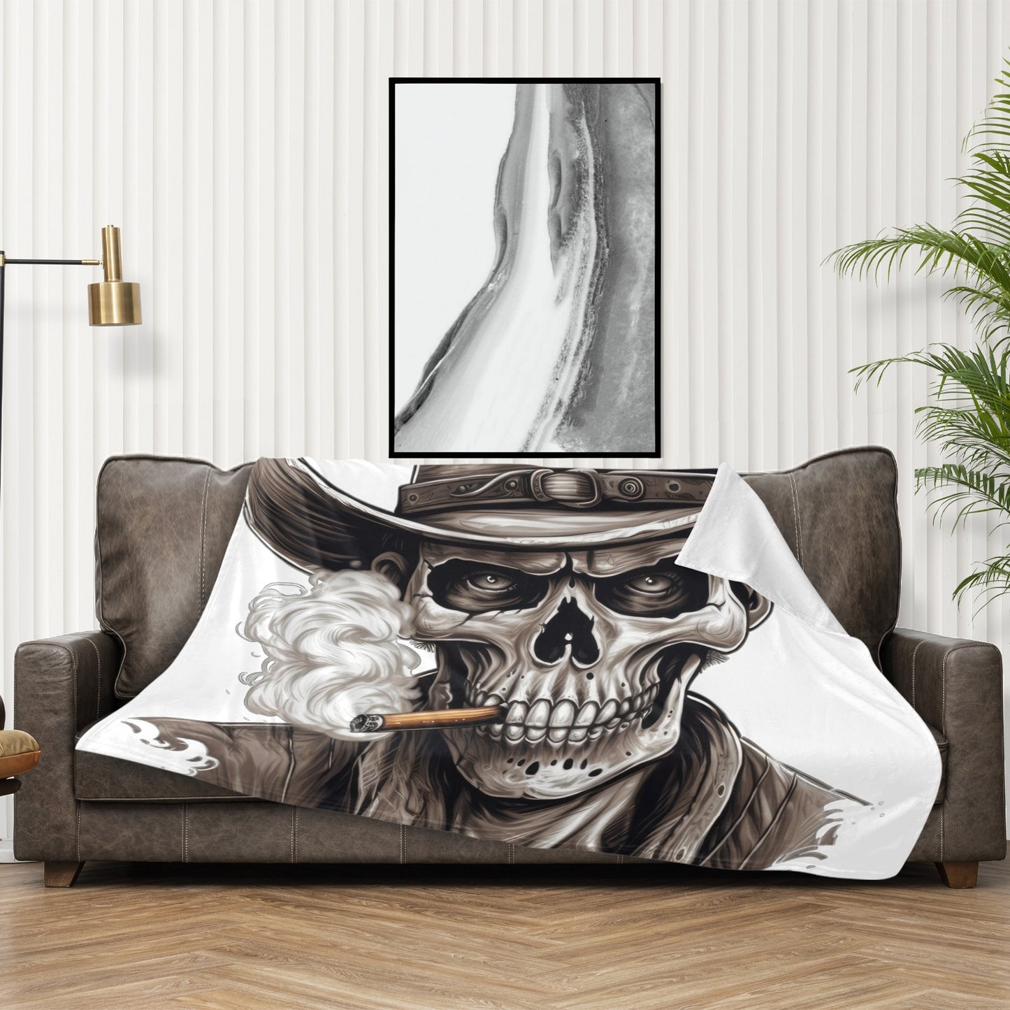 Sepia Cowboy Skeleton 50" x 60" Blanket Throw