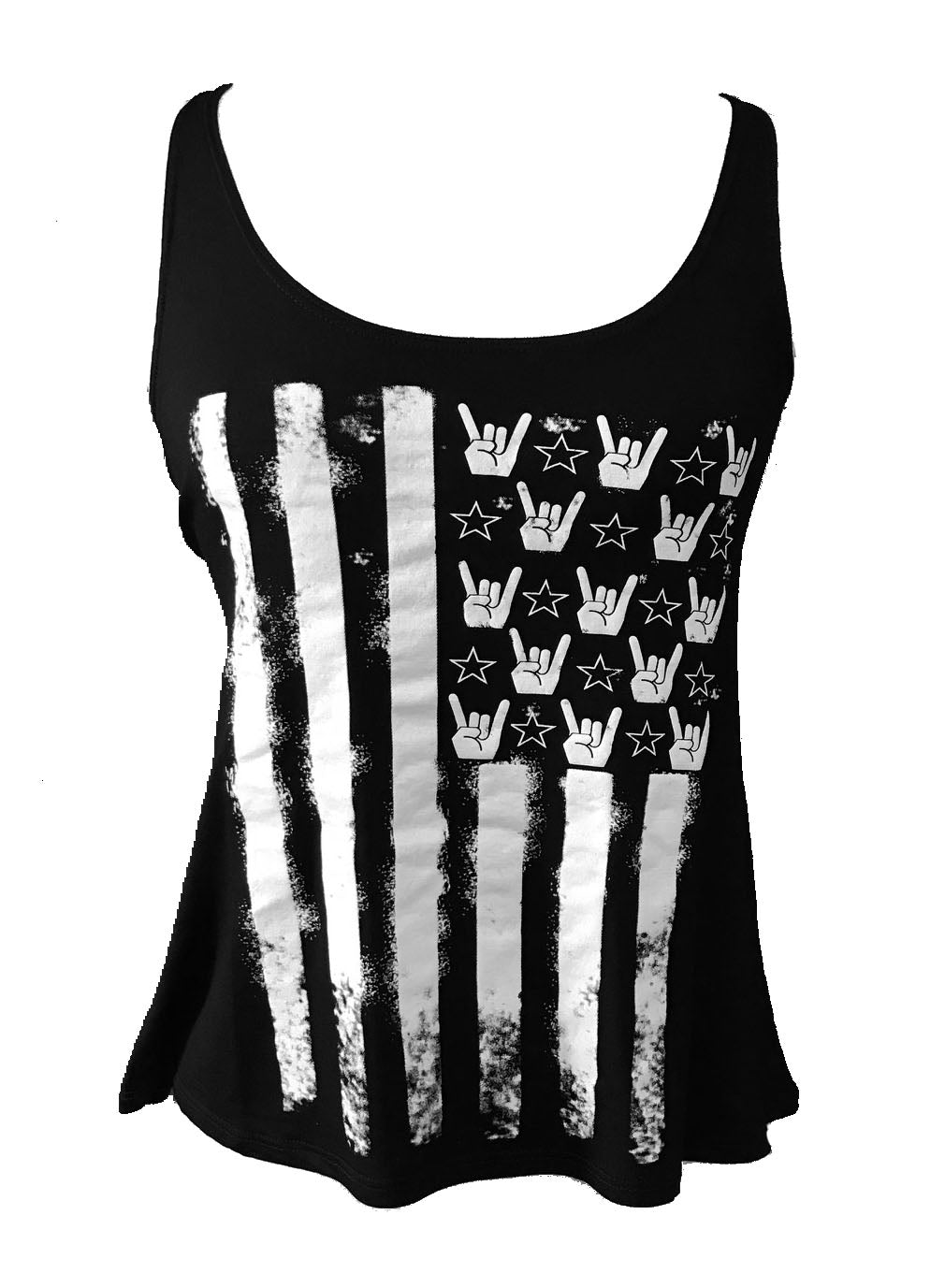 Rock and Roll Flag Tank - and, ATTITUDE, COUNTRY, countrystrong, COWGIRL, flag, GIRL, HOWDY, lips, patriotic, PLUS, rock, rocker, RODEO, roll, SIZE, strong, SUMMER, TANK, TOP, WESTERN - Shirts & Tops - Baha Ranch Western Wear