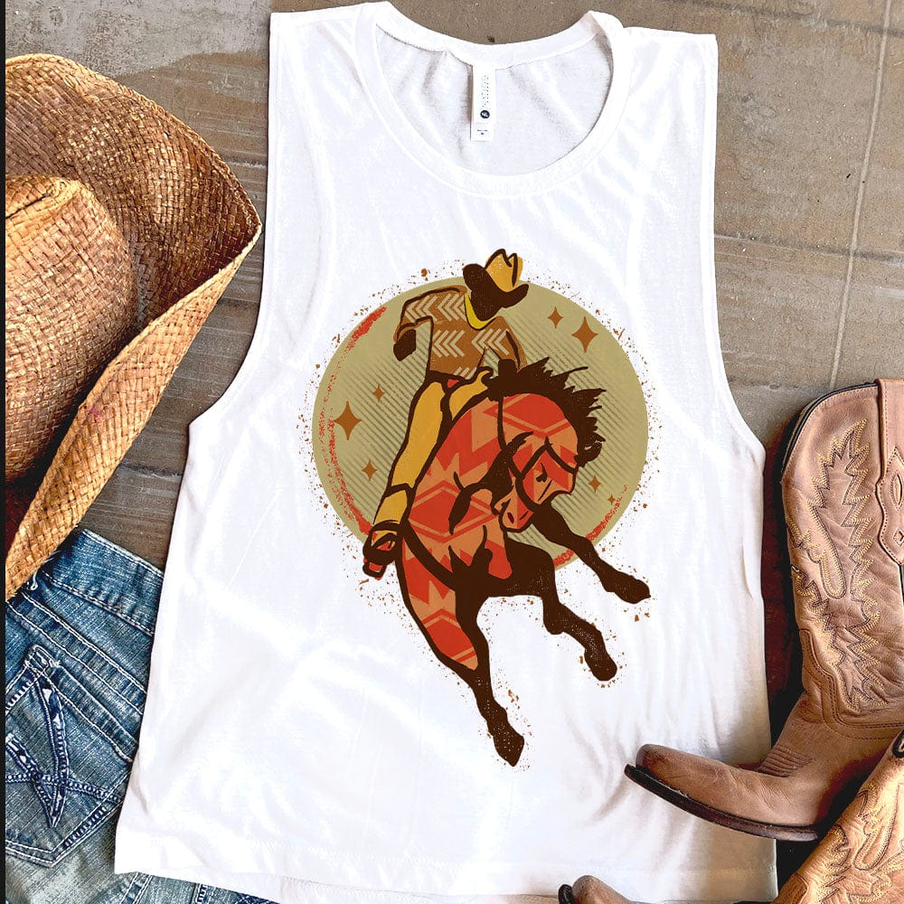 Fort Worth Tank - cactus, cactus design, cactus print, cosmic, cosmic cowboy, cowboy boots, cowgirl, cowgirl style, muscle tank, southwestern, tank top, tank tops, western, westerngraphictee, womens muscle tank, womens tank -  - Baha Ranch Western Wear