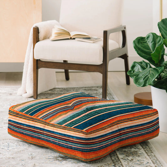 Serape Southwest Stripe Orange Floor Pillow