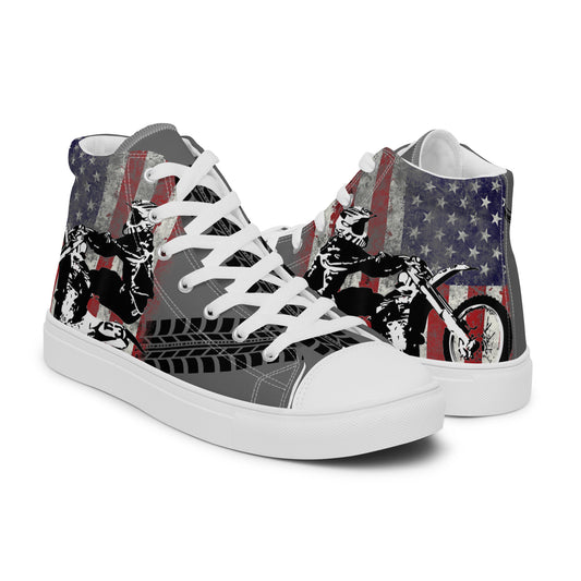 Mullet Cowboy Men’s high top canvas shoes - american, american flag, cowboy, flag, high top, hightop, moto cross, motocross, mullet, mullet cowboy, mullet cowboy clothing co, shoes -  - Baha Ranch Western Wear