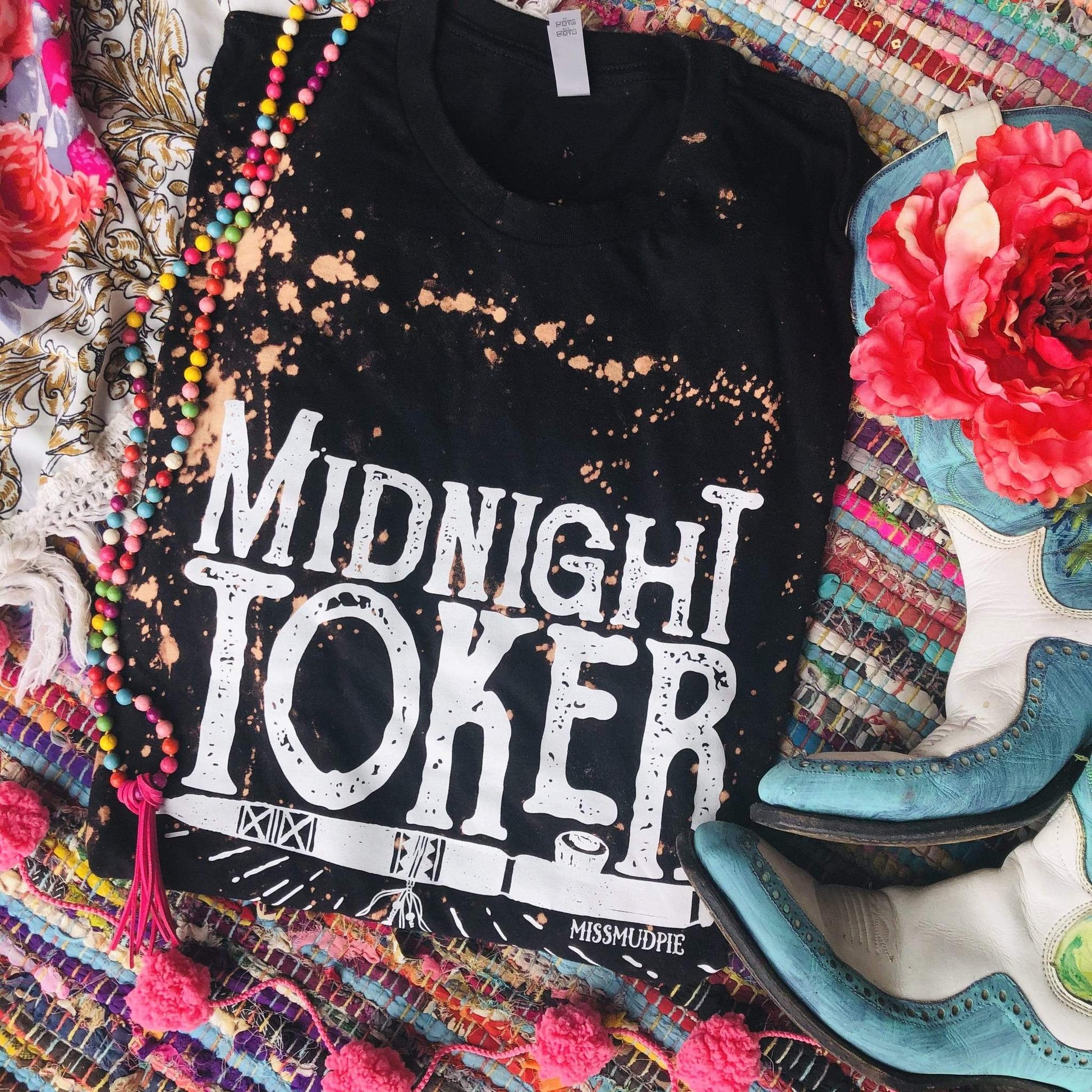 Midnight Toker Bleached Tee - bleached, hippie, midnight, shirt, shirts, t, te, tee, toker, vintage -  - Baha Ranch Western Wear