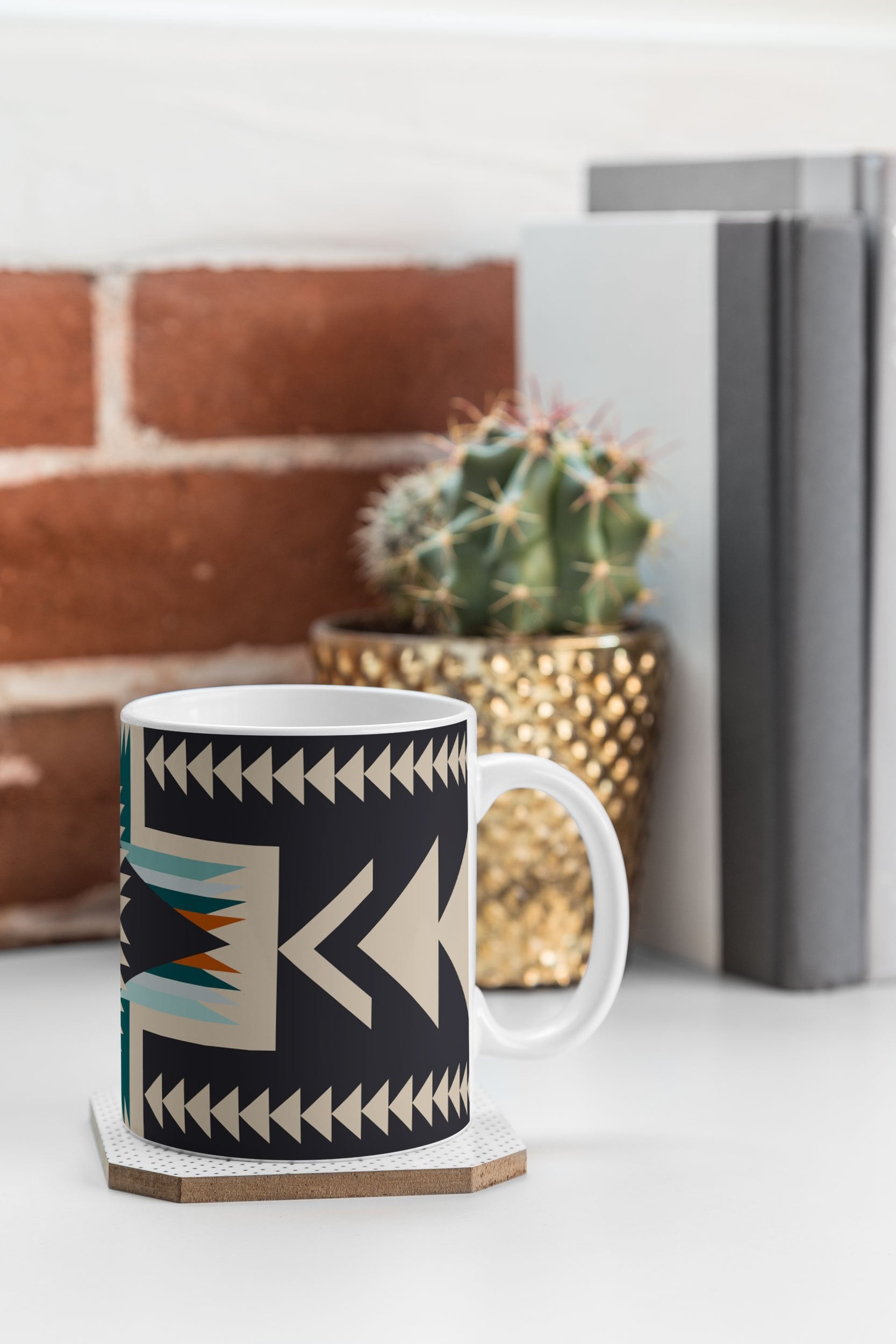 Ruidoso Aztec Mug Set -set of 2 or 4 - aztec, coffeee, cup, cups, decor, home, kitchen, mug, mugs, southwestern, western -  - Baha Ranch Western Wear