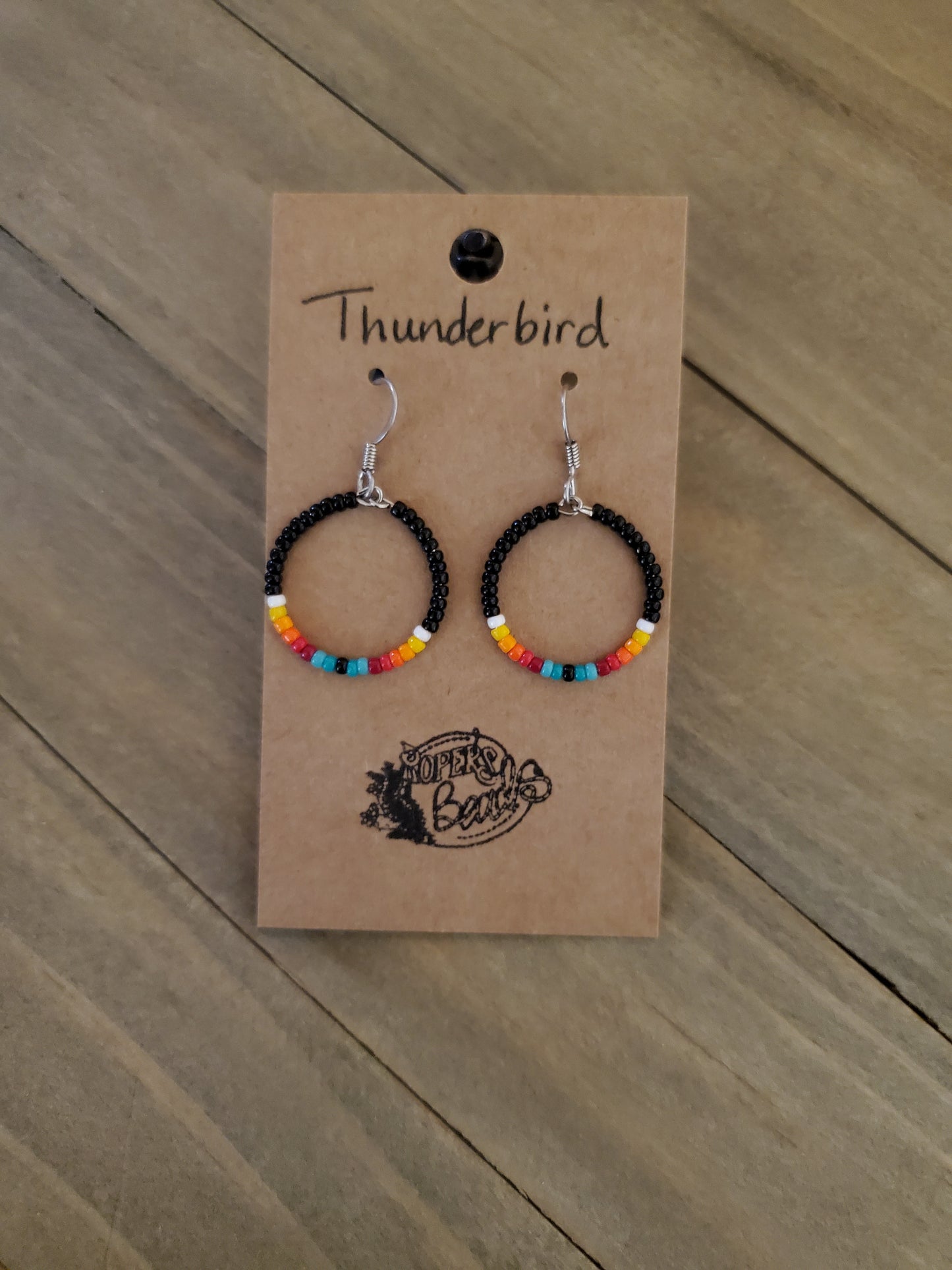 Thunderbird Hoop Earrings Choice of Sizes - artisan, artisan crafted, artisancrafted, beaded, beads, earrings, hoop, hoops, jewelry, native, southwestern, usa artisan, usa artisans, usa artist, usaartisan, usaartist, usartisan -  - Baha Ranch Western Wear