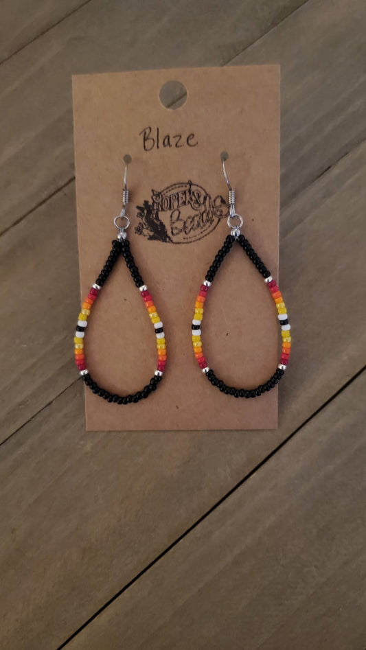 Blaze Drop Hoop Earrings - beaded, beads, earrings, hoop, hoops, jewelry, native, southwestern -  - Baha Ranch Western Wear