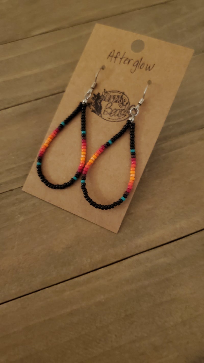 Afterglow Hoop Earrings - beaded, beads, earrings, hoop, hoops, jewelry, native, southwestern -  - Baha Ranch Western Wear