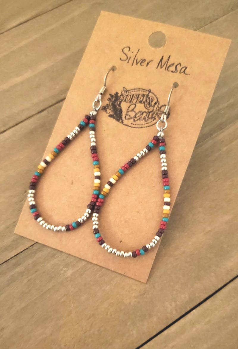 Silver Mesa Hoop Earrings - beaded, beads, earrings, hoop, hoops, jewelry, native, southwestern -  - Baha Ranch Western Wear