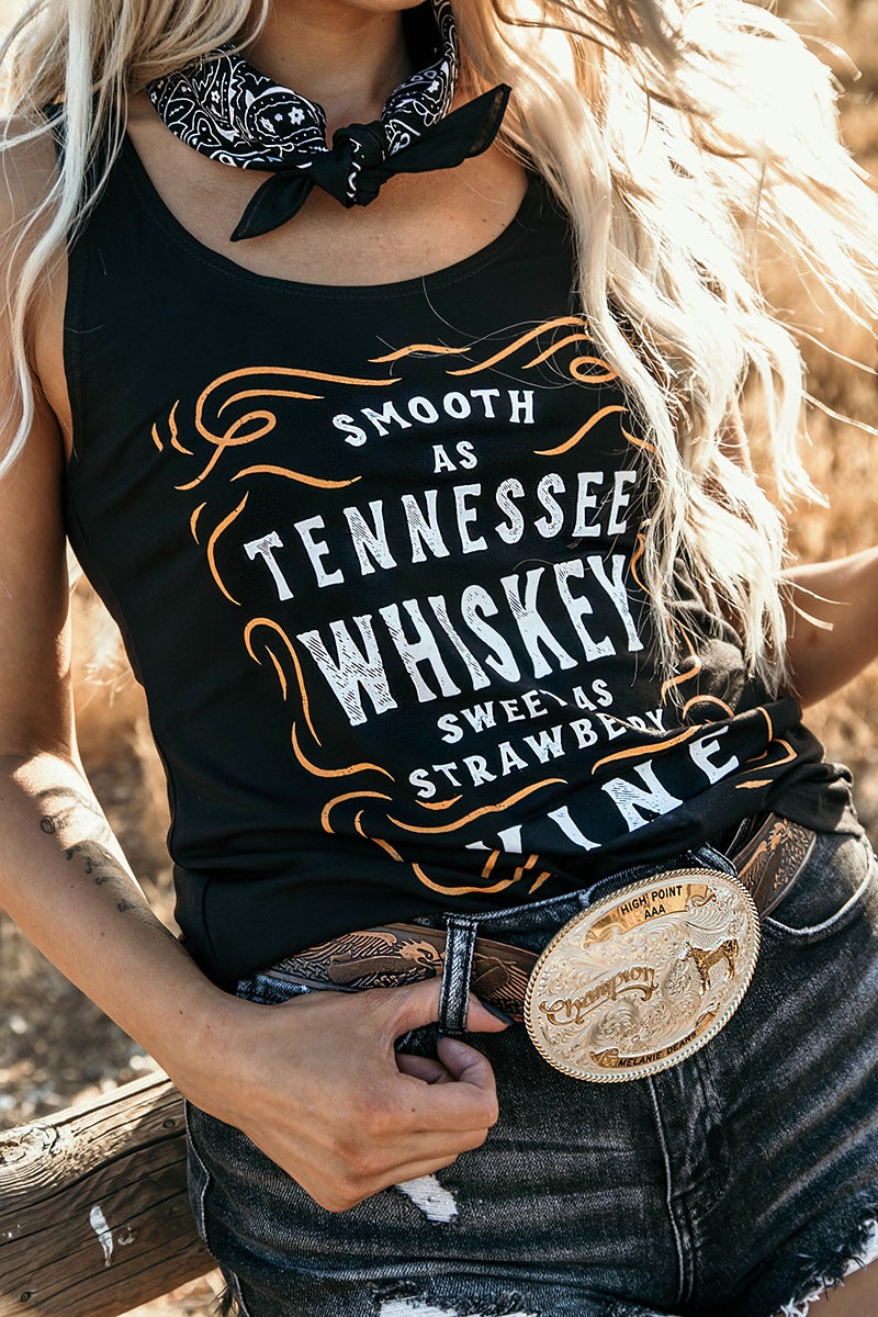 Smooth As Tennessee Whiskey Tank - and, ATTITUDE, child, COUNTRY, countrystrong, COWGIRL, drinking, flag, GIRL, HOWDY, lips, love, moonshine, music, patriotic, peace, PLUS, rock, rocker, RODEO, roll, shine, SIZE, strong, SUMMER, TANK, TOP, WESTERN, wild - Shirts & Tops - Baha Ranch Western Wear