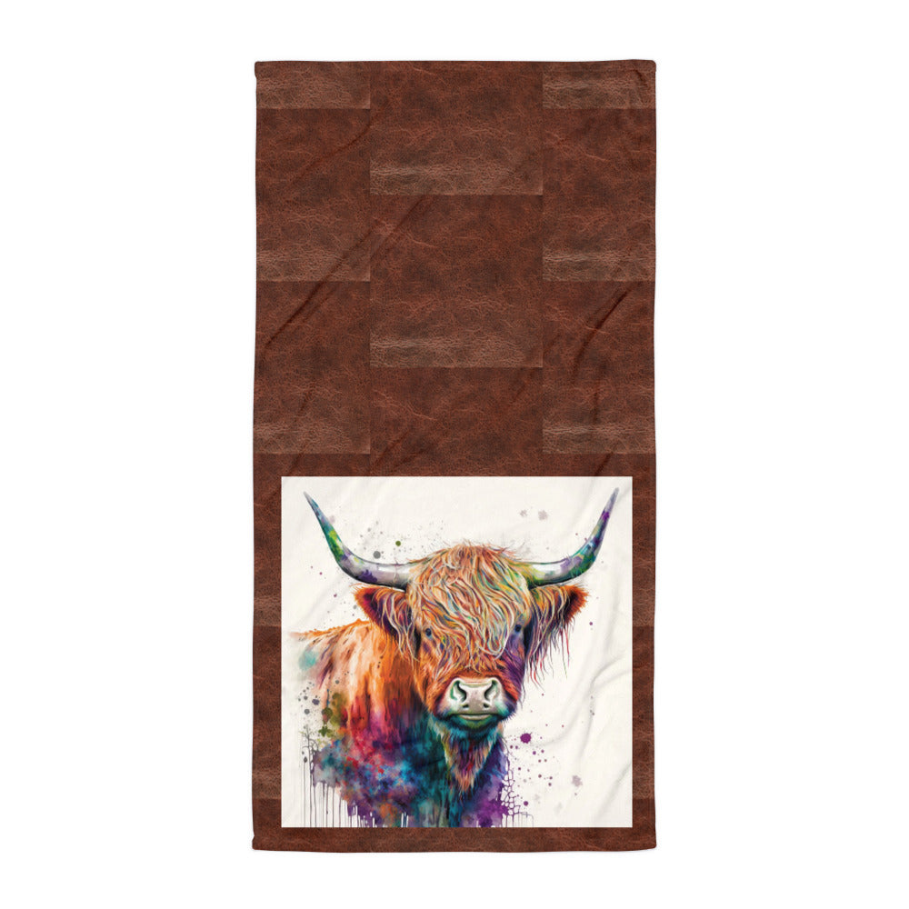 Watercolor Highland Cow Towel