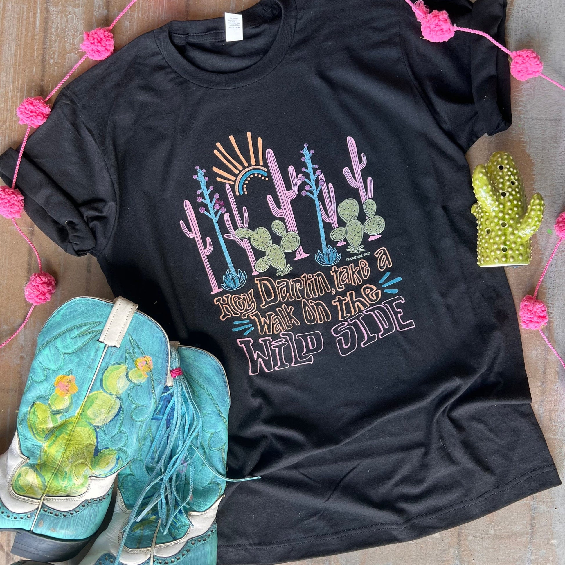 Take A Walk On The Wild SideTee - cactus, cactus design, cactus print, cowgirl, cowgirl style, cowgirlstyle, fringe, shirt, shirts, southwestern, t, te, tee, texas, western, westerngraphictee - Shirts & Tops - Baha Ranch Western Wear