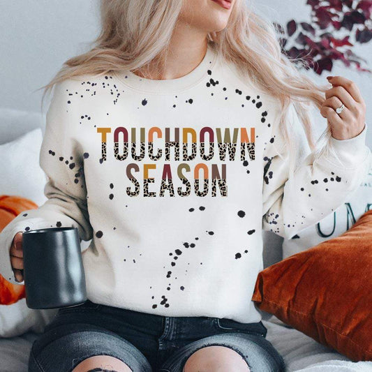 Splattered Ink Touch Down Season Sweatshirt - #cowgirlbling, bohocowgirl, cowgirl, fall, football, shirt, southwestern, sports, sweatshirt, western, woman -  - Baha Ranch Western Wear