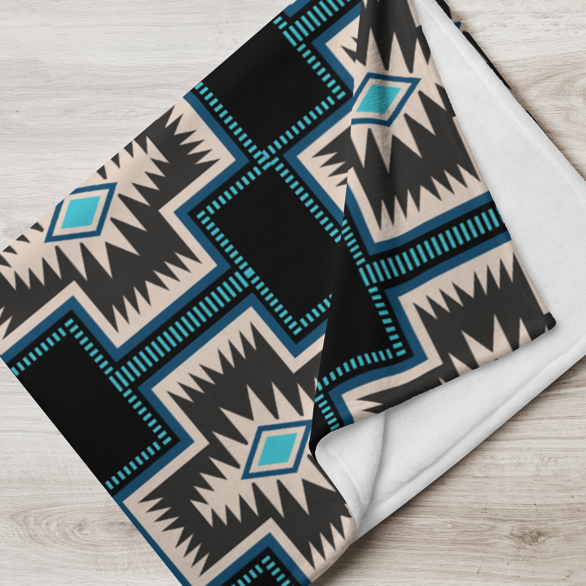 Turquoise Aztec Cross Throw Blanket 60