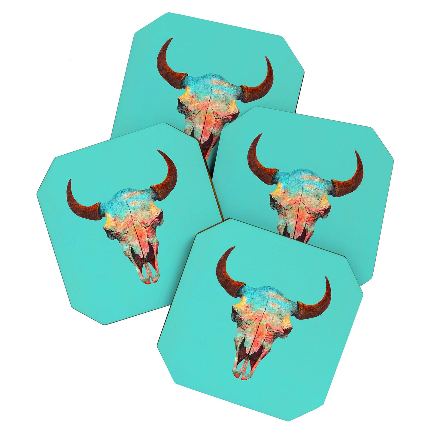 Turquoise Bull Coaster Set