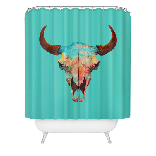 Turquoise Bull Shower Curtain