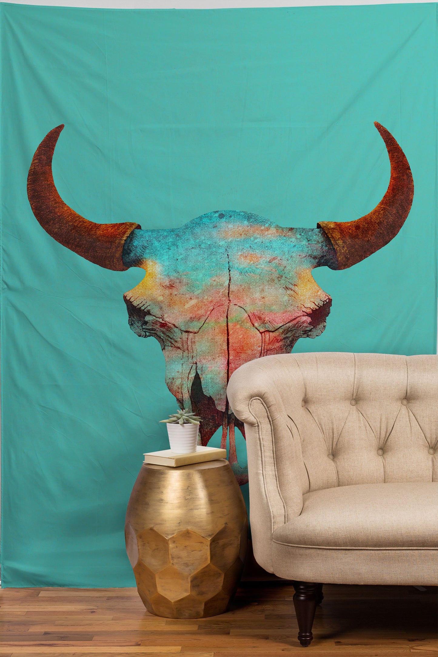 Turquoise Bull Tapestry