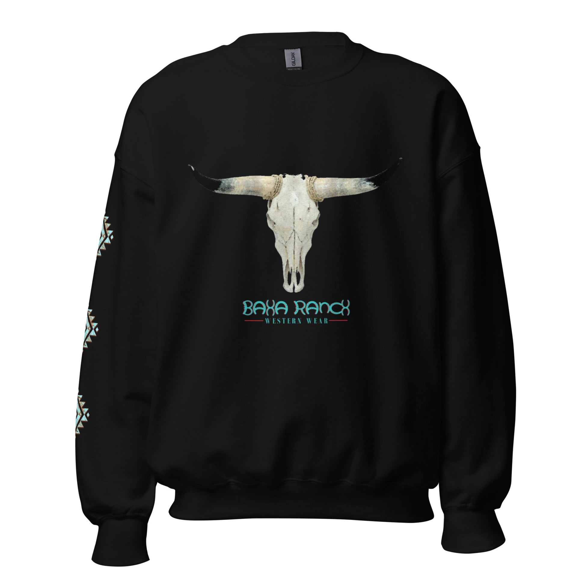 White Bull Skull Unisex Sweatshirt - bull, bull skull, bullskull, sweat shirt, sweatshirt, unisex, western -  - Baha Ranch Western Wear