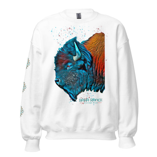 Watercolor Bison Unisex Sweatshirt - bison, sweatshirt, unisex, watercolor -  - Baha Ranch Western Wear