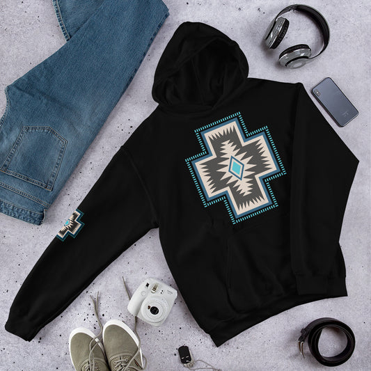 Aztec Cross Unisex Hoodie - aztec, aztec cross, hoodie, southwestern, unisex, unisex hoodie, western -  - Baha Ranch Western Wear