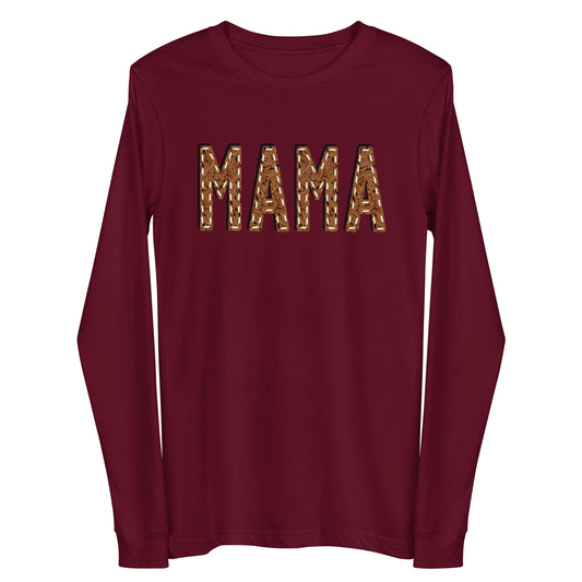 Leather Print Mama Unisex Long Sleeve Tee - long sleeve, mama, momma, tee, tooled leather, tooled leather print, western -  - Baha Ranch Western Wear