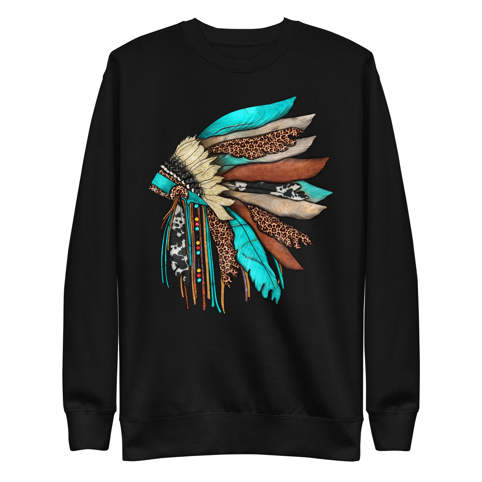 Turquoise Head Dress Unisex Sweatshirt - head dress, headdress, hoodie, rodeo, rodeo tee, turquoise, unisex, unisex hoodie -  - Baha Ranch Western Wear