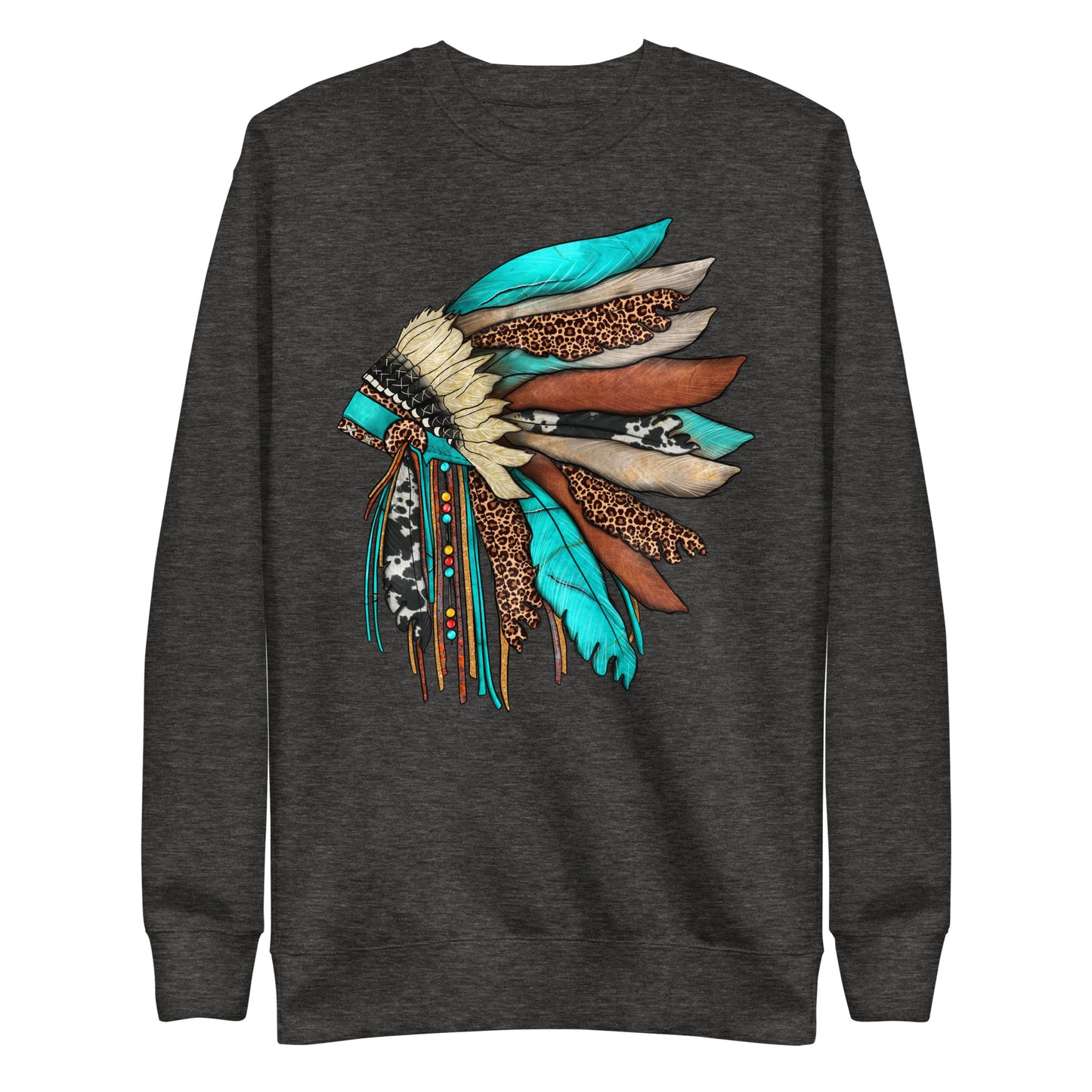 Turquoise Head Dress Unisex Sweatshirt - head dress, headdress, hoodie, rodeo, rodeo tee, turquoise, unisex, unisex hoodie -  - Baha Ranch Western Wear