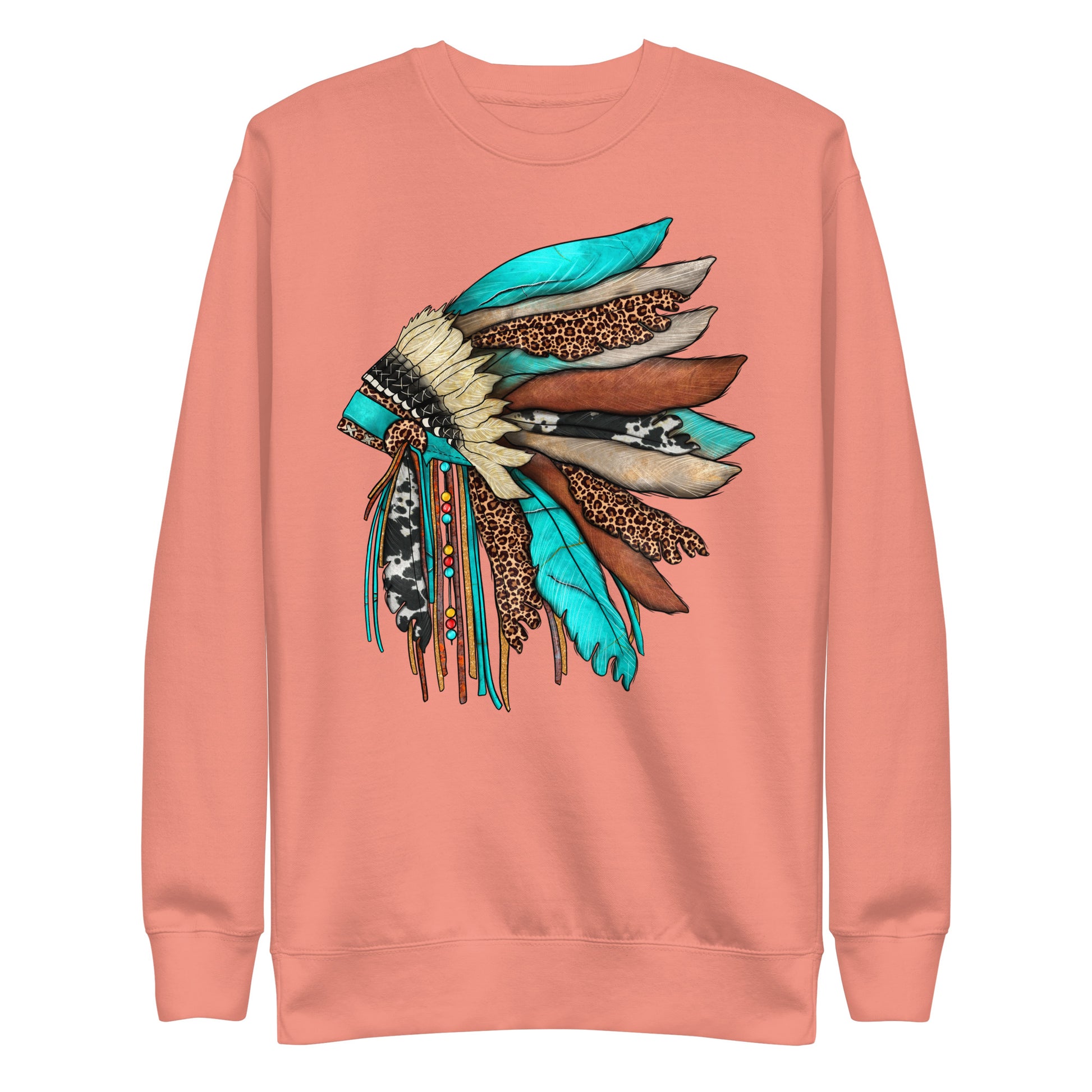 Turquoise Head Dress Unisex Sweatshirt - head dress, headdress, hoodie, rodeo, rodeo tee, turquoise, unisex, unisex hoodie -  - Baha Ranch Western Wear