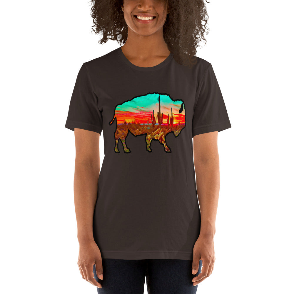 Desert Bison Tee CHOICE OF COLORS - buffalo, desert, desert tee, graphic, graphic tee, tee, tshirt -  - Baha Ranch Western Wear