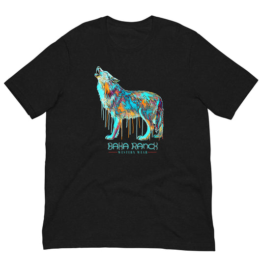 Wild Wolf Unisex Tee- Choice of Colors - aztec, aztecs, tee, tshirt, unisex, unisex tee, western wear, wild, wild wolf, wolf, wolf design, wolf print -  - Baha Ranch Western Wear