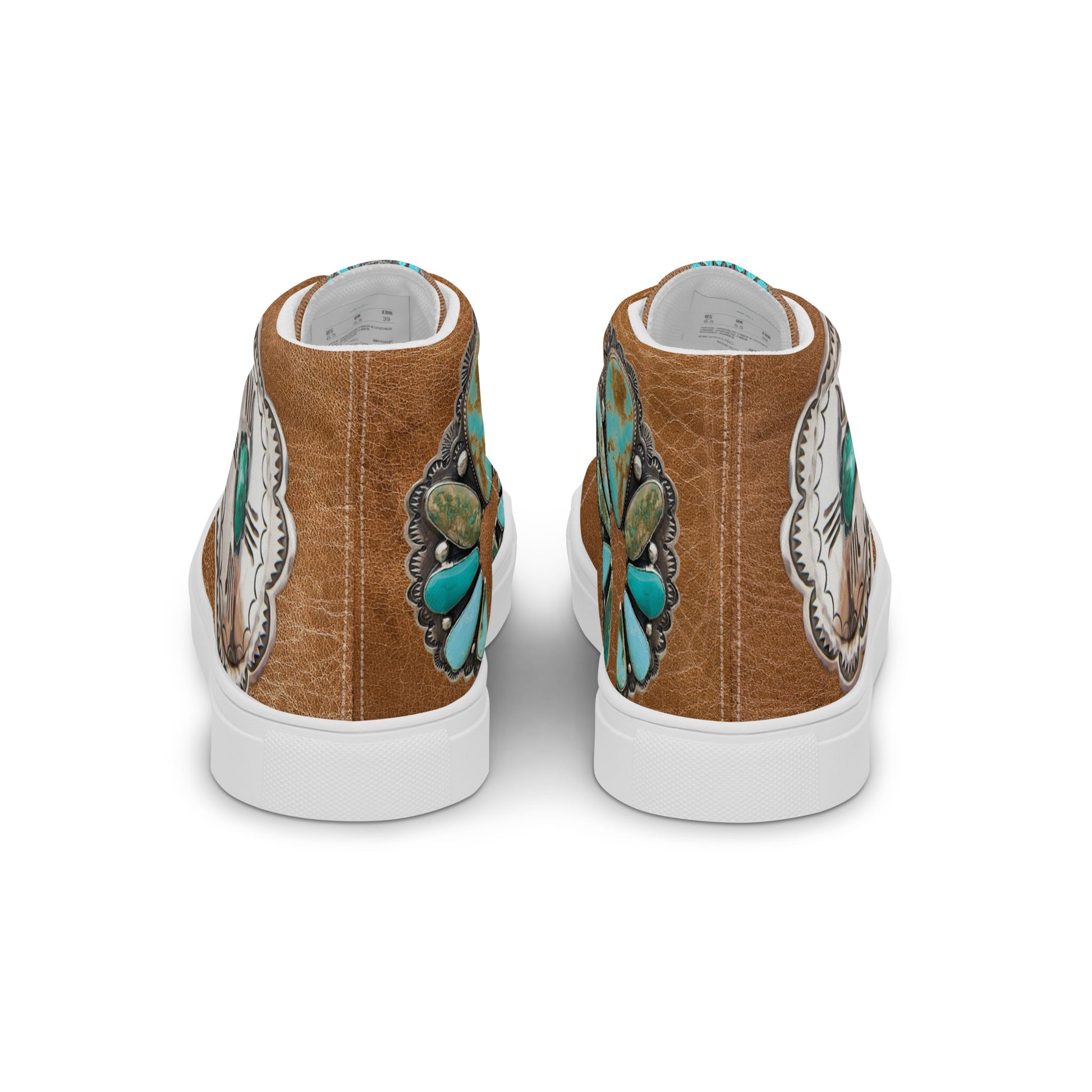 Turquoise Concho Women’s high top canvas shoes - concho, concho shoes, hightop, hightops, shoes, turquoise -  - Baha Ranch Western Wear