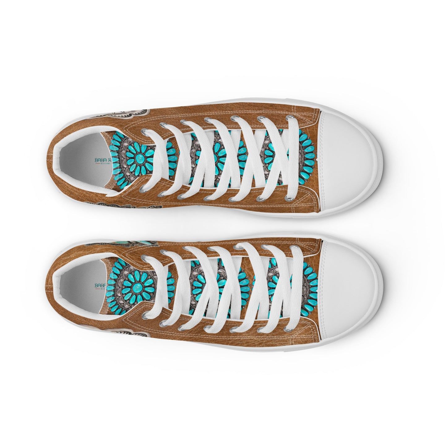 Turquoise Concho Women’s high top canvas shoes - concho, concho shoes, hightop, hightops, shoes, turquoise -  - Baha Ranch Western Wear