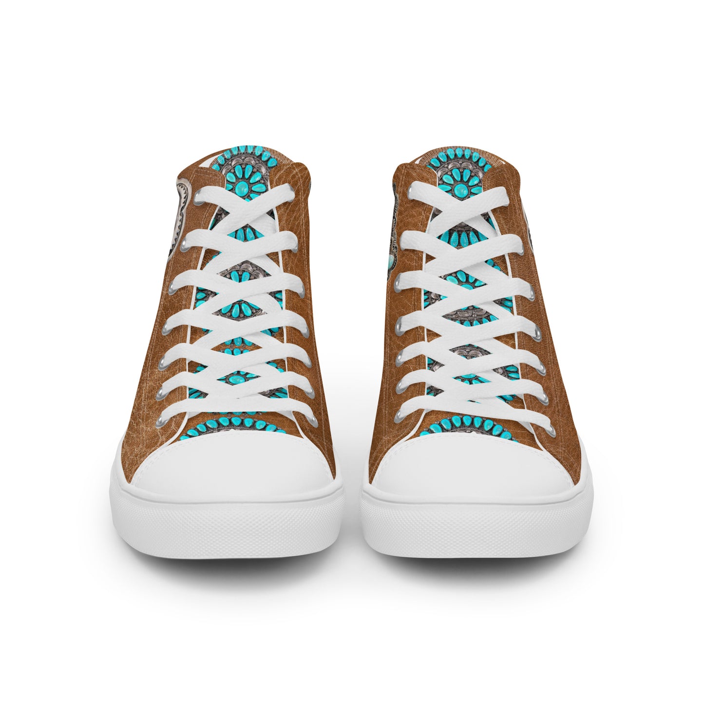 Turquoise Concho Women’s high top canvas shoes - concho, concho shoes, hightop, hightops, shoes, turquoise -  - Baha Ranch Western Wear