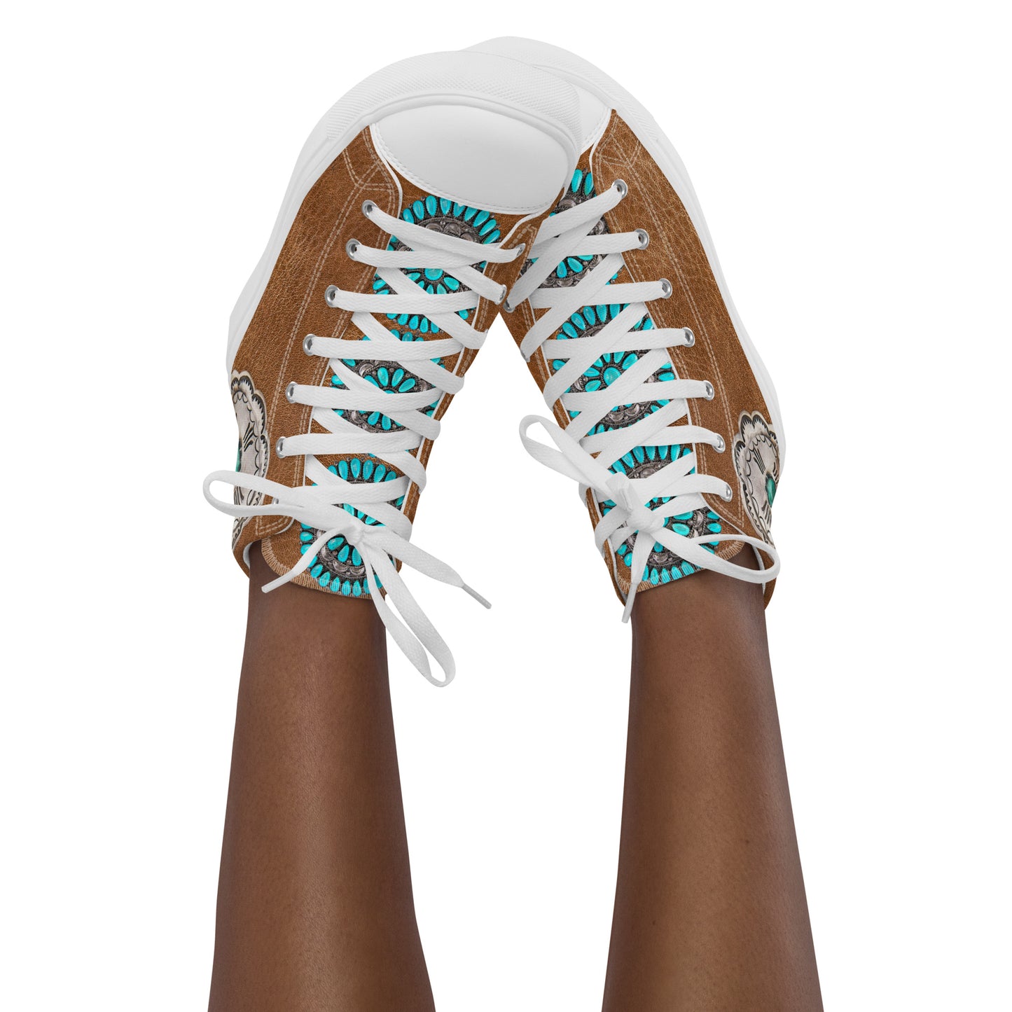 Turquoise Concho Women’s high top canvas shoes - concho, concho shoes, hightop, hightops, shoes, turquoise -  - Baha Ranch Western Wear