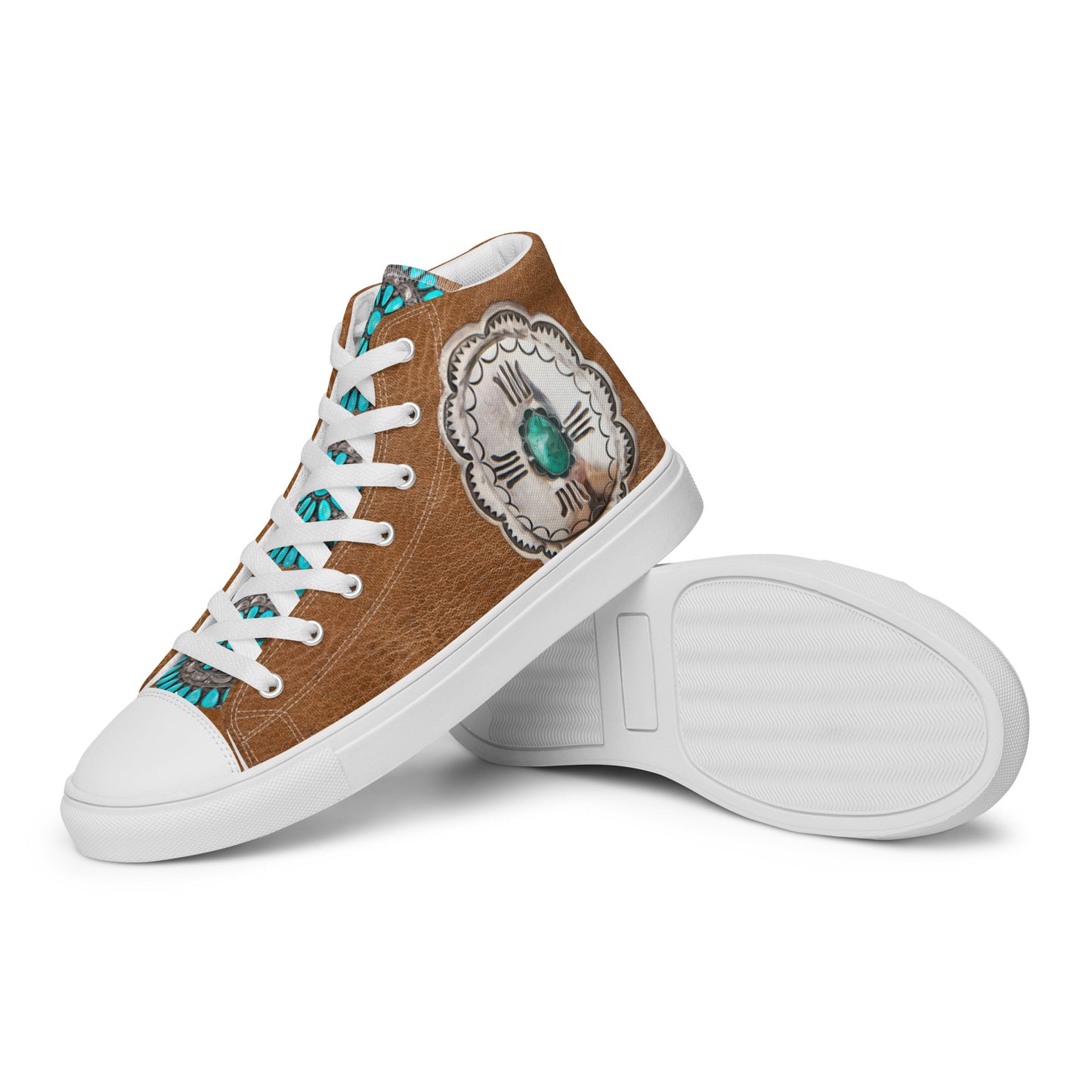 Turquoise Concho Women’s high top canvas shoes - concho, concho shoes, hightop, hightops, shoes, turquoise -  - Baha Ranch Western Wear