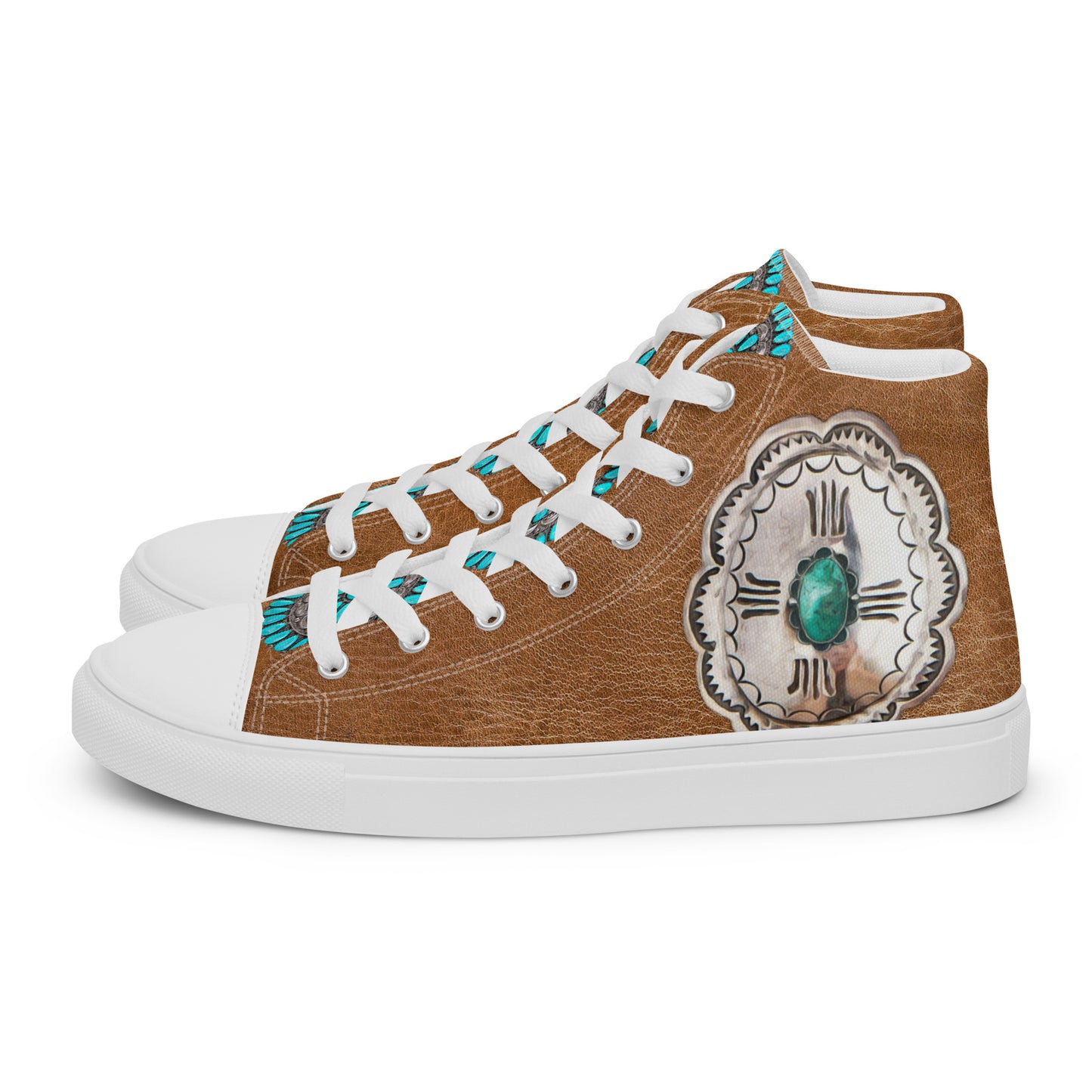 Turquoise Concho Women’s high top canvas shoes - concho, concho shoes, hightop, hightops, shoes, turquoise -  - Baha Ranch Western Wear