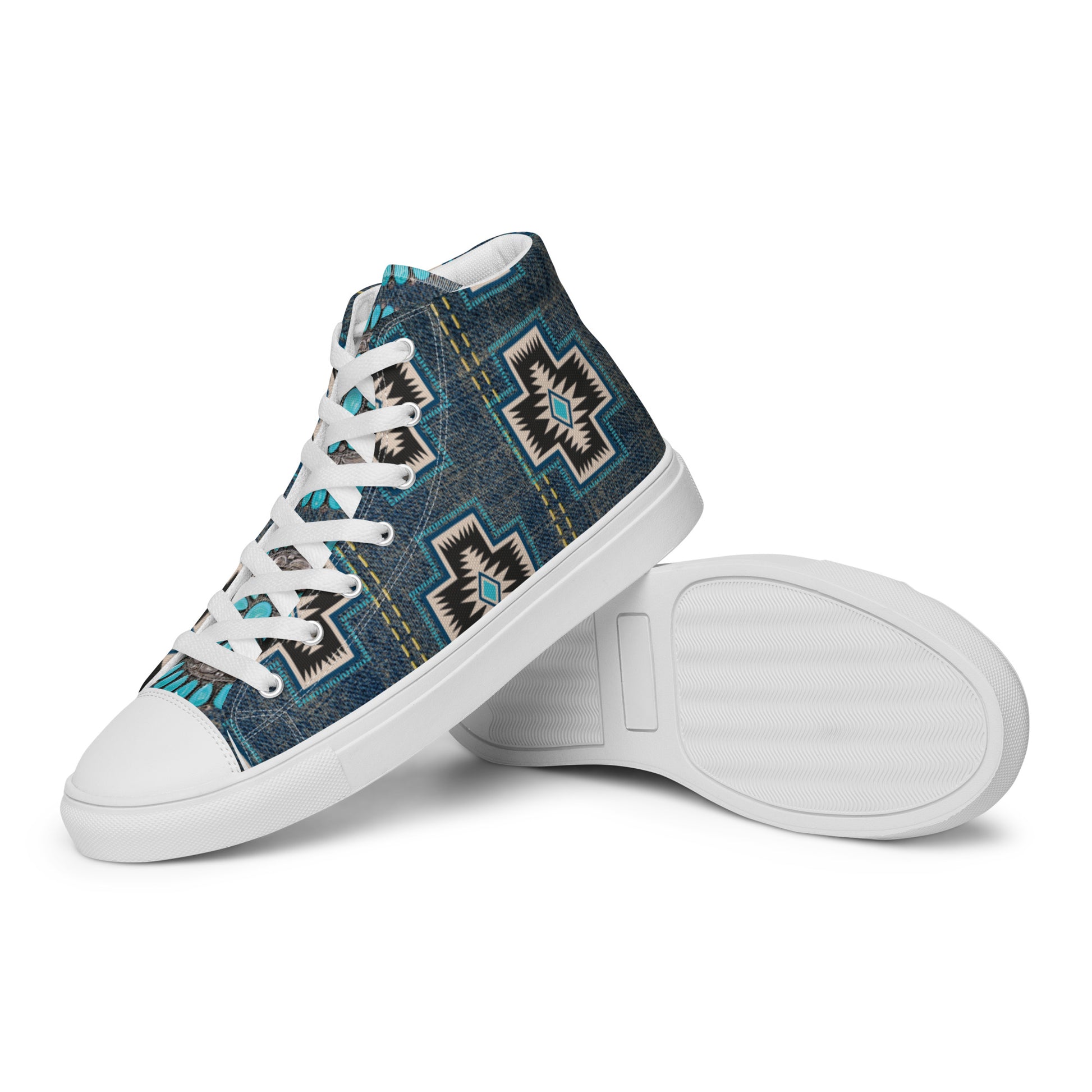 Aztec Cross Women’s high top canvas shoes - aztec, aztec cross, canvas, high top, high top shoes, high tops, shoes -  - Baha Ranch Western Wear