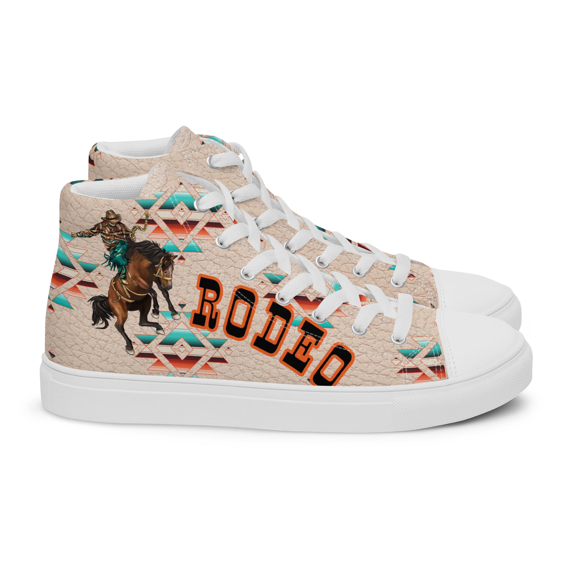 Rodeo Aztec Women’s high top canvas shoes - aztec, aztec print, canvas, cowgirl, high top, high top shoes, hightop, rodeo, shoes, western -  - Baha Ranch Western Wear