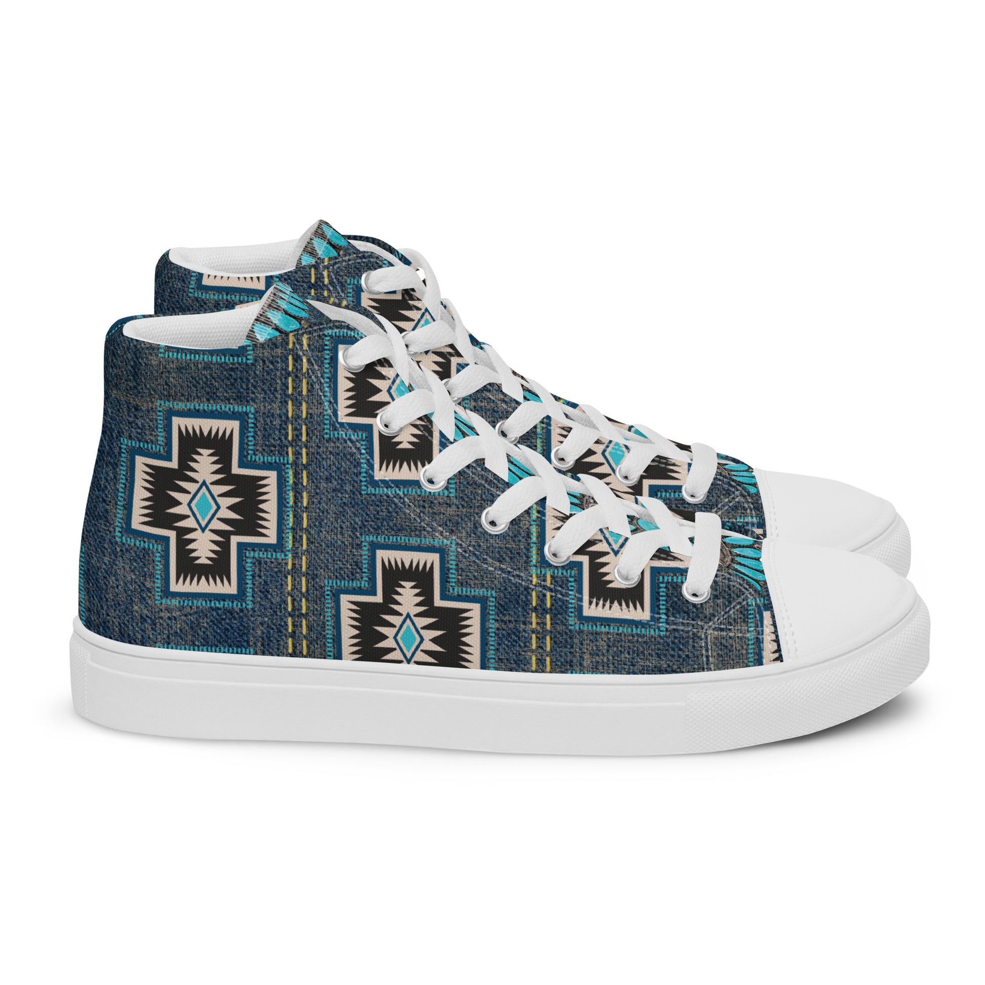 Aztec Cross Women’s high top canvas shoes - aztec, aztec cross, canvas, high top, high top shoes, high tops, shoes -  - Baha Ranch Western Wear