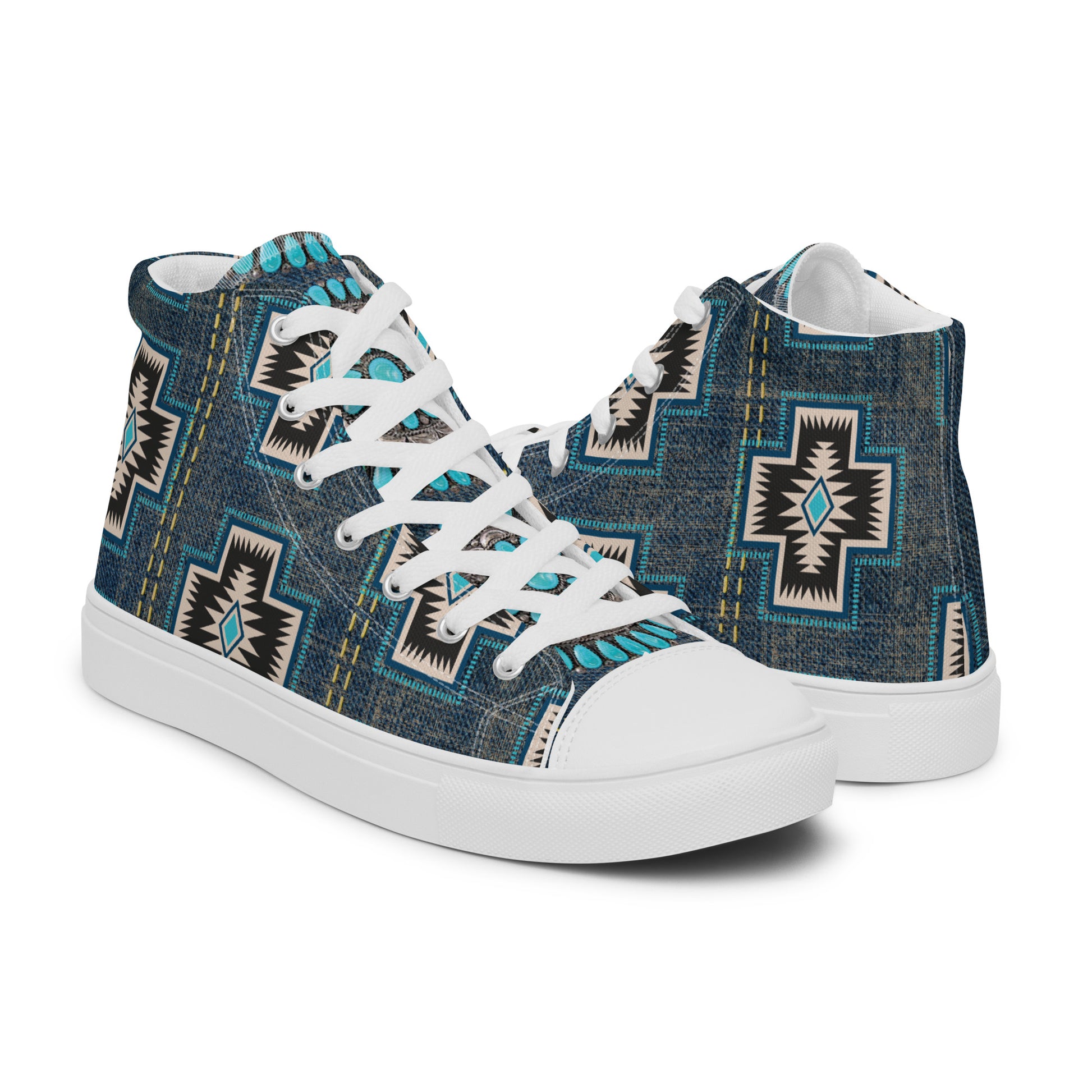 Aztec Cross Women’s high top canvas shoes - aztec, aztec cross, canvas, high top, high top shoes, high tops, shoes -  - Baha Ranch Western Wear