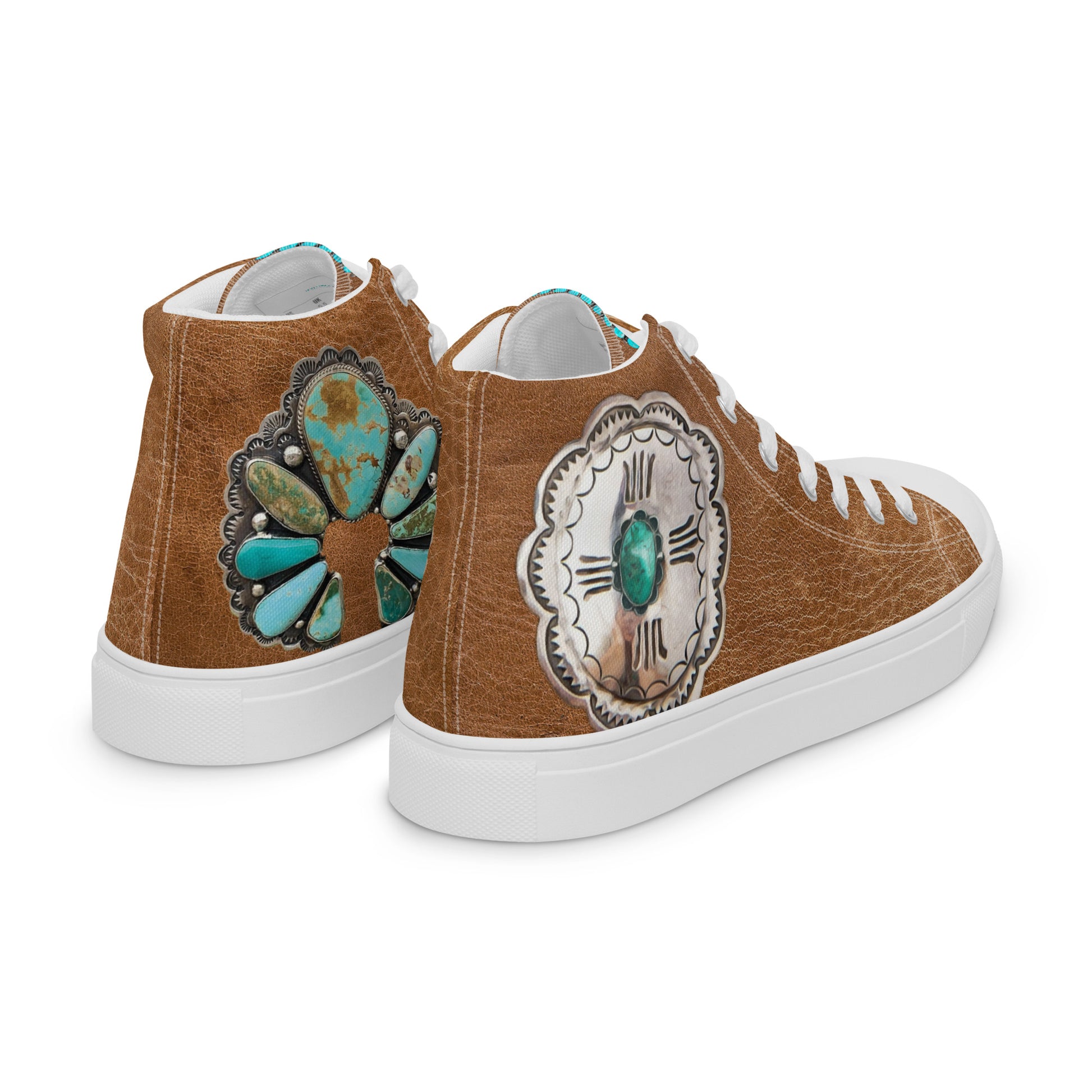 Turquoise Concho Women’s high top canvas shoes - concho, concho shoes, hightop, hightops, shoes, turquoise -  - Baha Ranch Western Wear