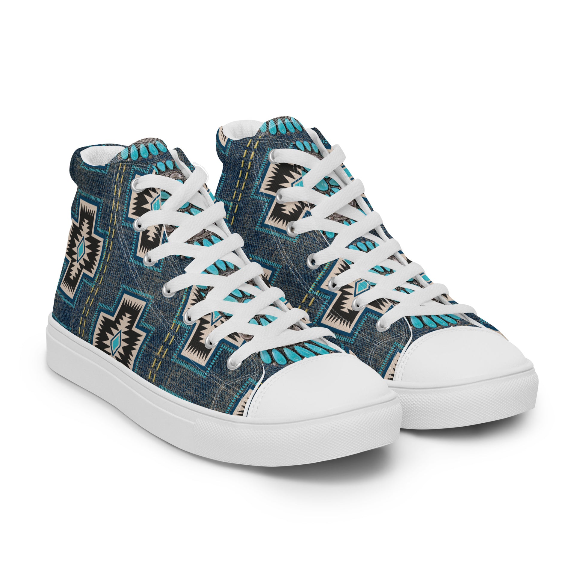 Aztec Cross Women’s high top canvas shoes - aztec, aztec cross, canvas, high top, high top shoes, high tops, shoes -  - Baha Ranch Western Wear