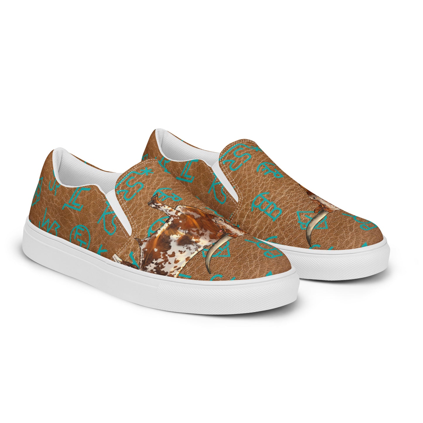 Longhorn & Brands Women’s slip-on canvas shoes - brands, canvas, cattle, cattle brands, cowgirl, longhorn, rodeo, shoes, western -  - Baha Ranch Western Wear