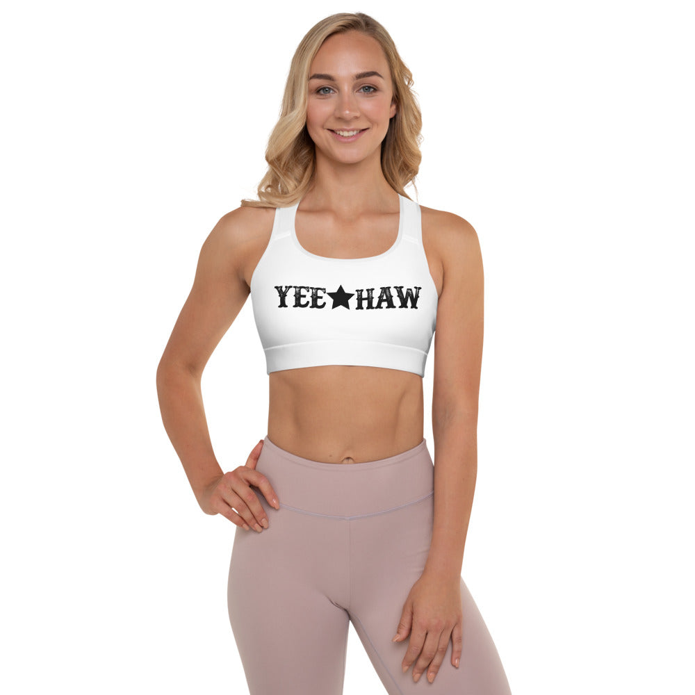 READY TO SHIP YEEHAW PADDED SPORTS BRA SIZE SMALL - padded sports bra, sports, sports bra, sportsbra, yoga -  - Baha Ranch Western Wear