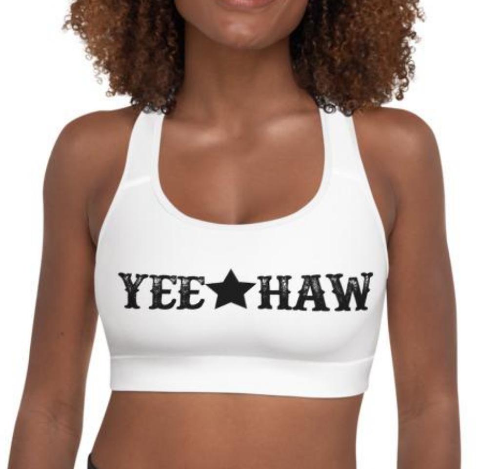 READY TO SHIP YEEHAW PADDED SPORTS BRA SIZE SMALL - padded sports bra, sports, sports bra, sportsbra, yoga -  - Baha Ranch Western Wear